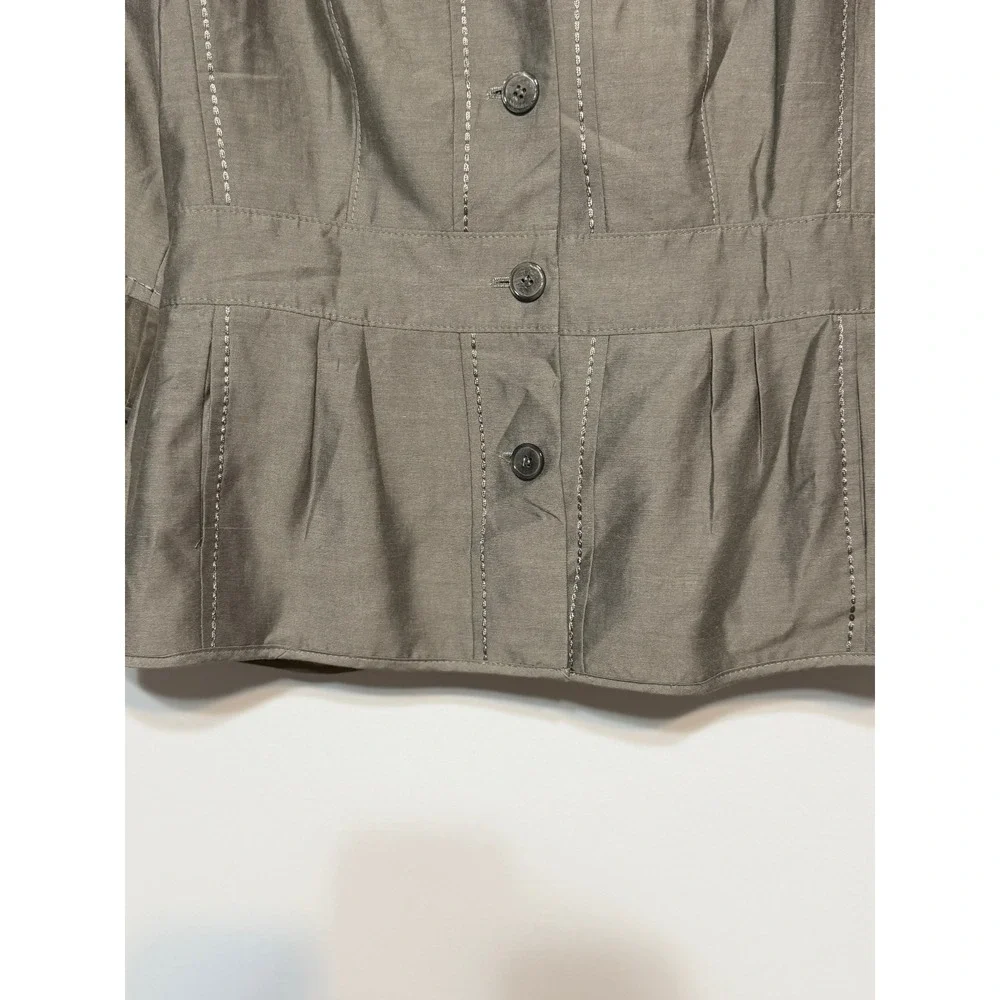 Apriori Minimalist Bamboo Linen Tailored Jacket Womens US 12 Modern Utility Chic - Picture 4 of 7